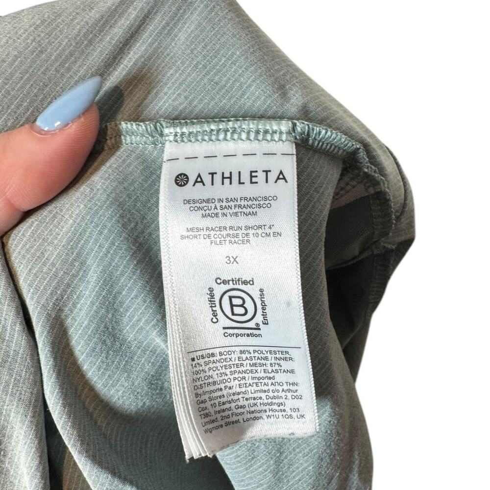 Athleta‎ Mesh Racer Run Short Minimalistic Coast Grey Green 3X Exercise Work OUt - Picture 6 of 8